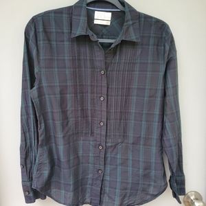J. Crew Re-Imagined by J.crew Green Plaid pleated shirt